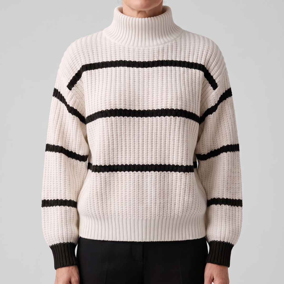 SERELLE STAND COLLAR STRIPED Jumper