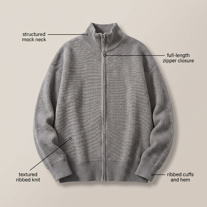 HOLLIS SMART-CASUAL ZIP CARDIGAN
