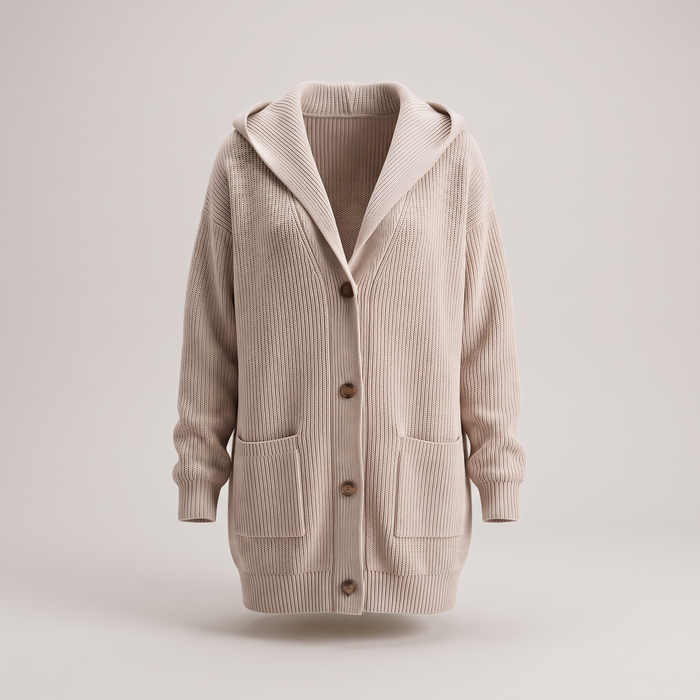 WARM ESSENTIAL HOODED CARDIGAN