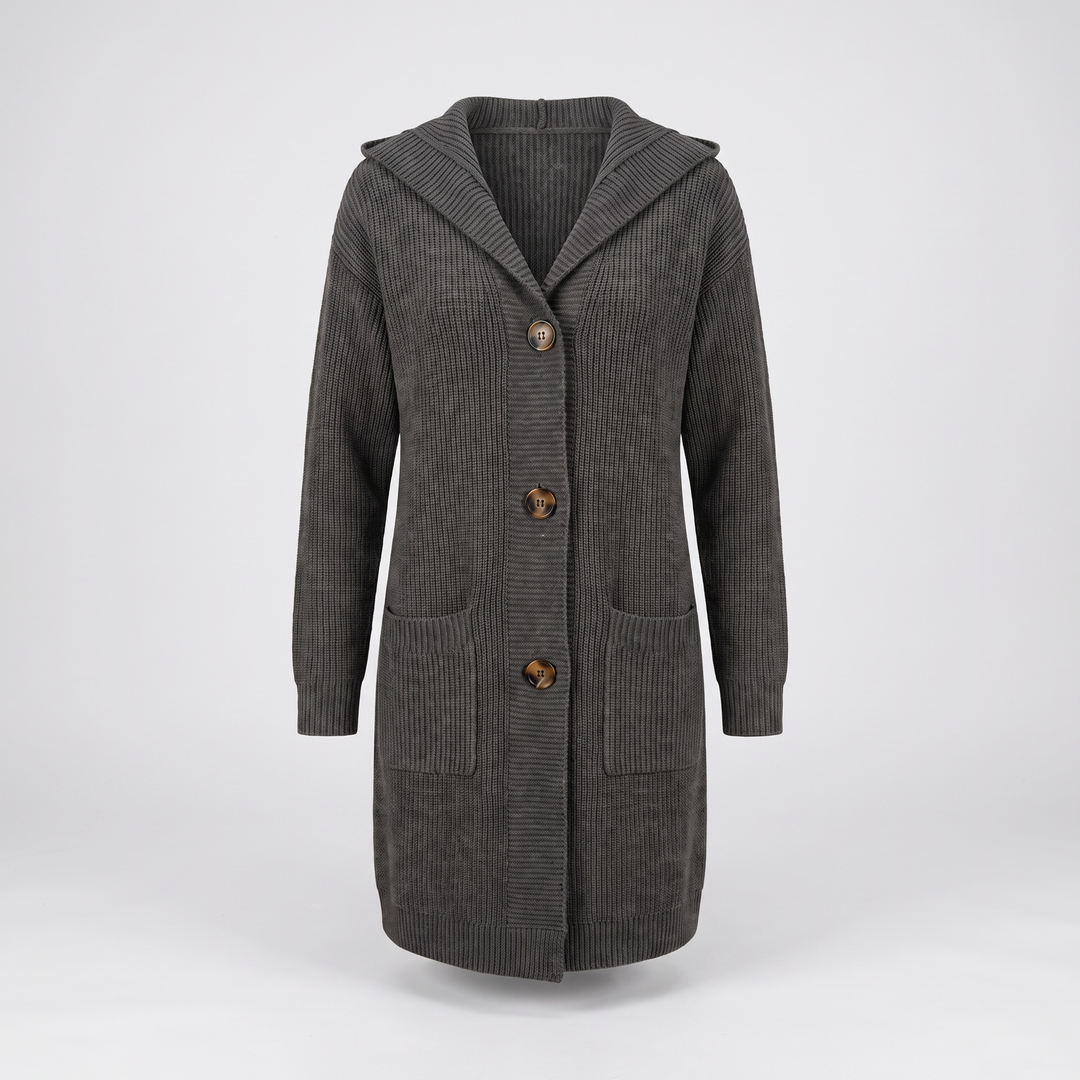 WARM ESSENTIAL HOODED CARDIGAN