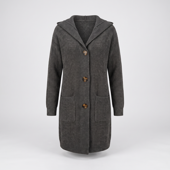 WARM ESSENTIAL HOODED CARDIGAN