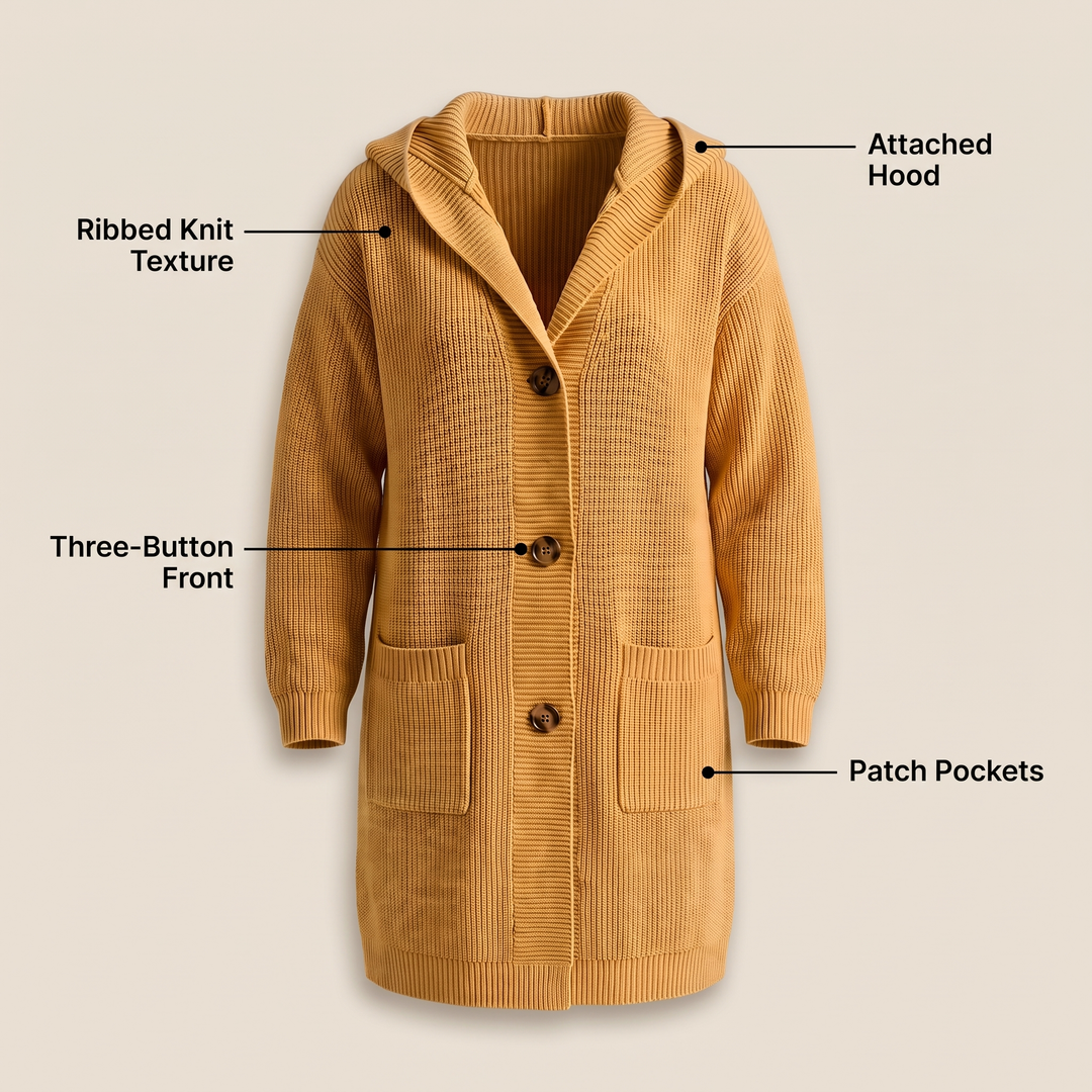 WARM ESSENTIAL HOODED CARDIGAN