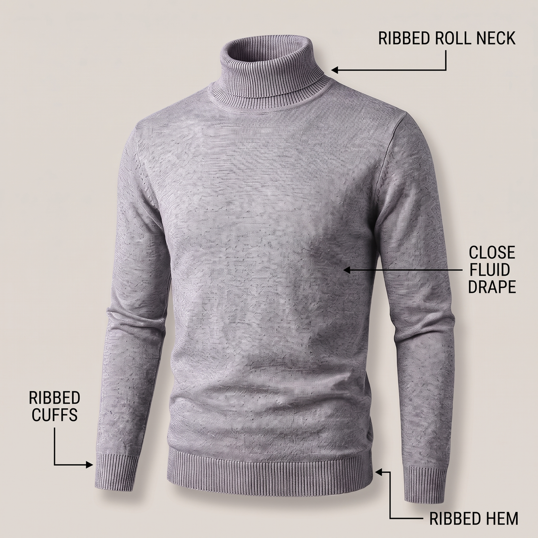 ELEGANT CASHMERE ROLL NECK KNIT