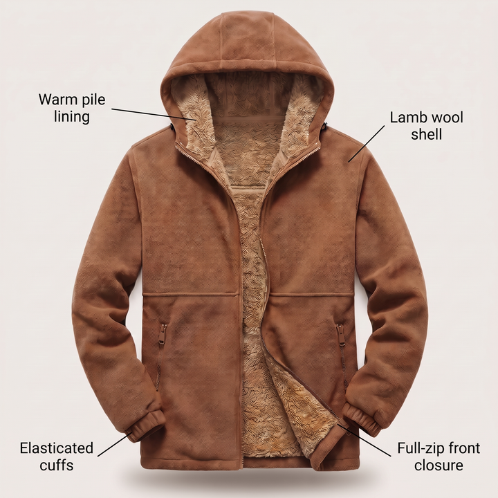SHERPA LINED FLEECE HOODED JACKET