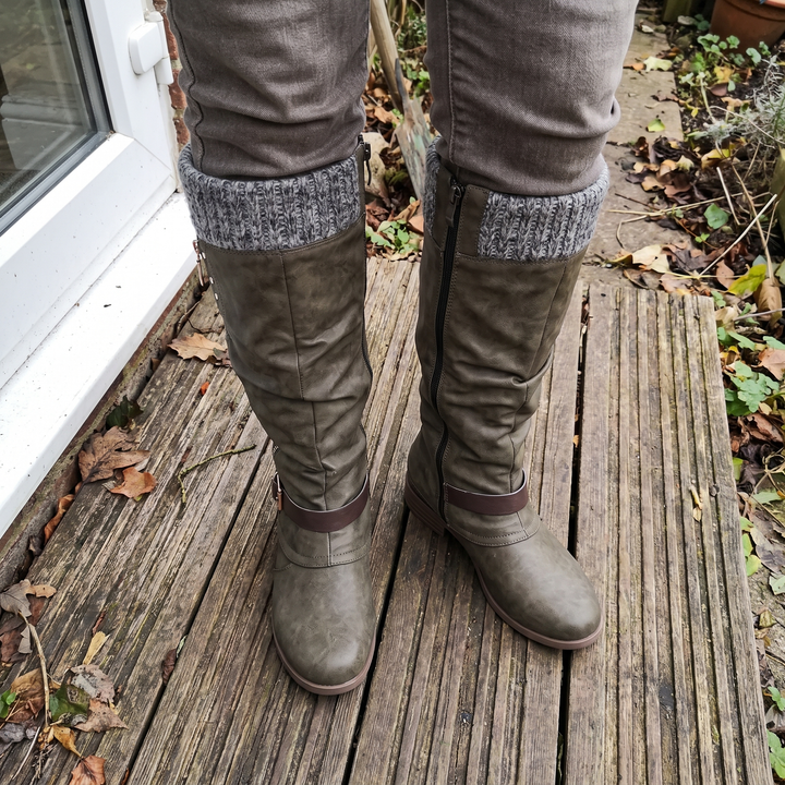 COSY KNIT TOP KNEE HIGH BOOTS