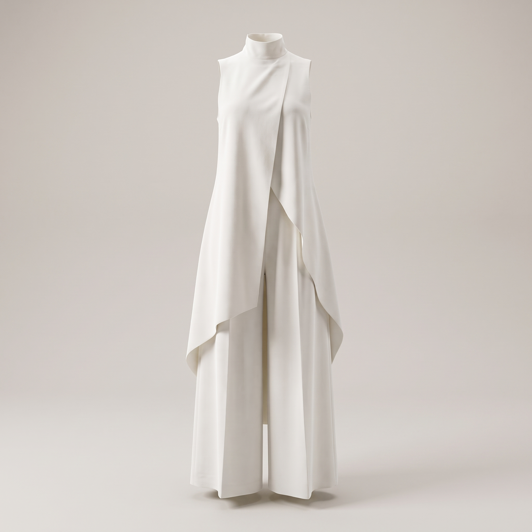 ELEGANT ASYMMETRIC WIDE LEG JUMPSUIT