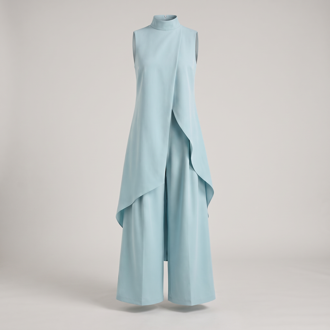 ELEGANT ASYMMETRIC WIDE LEG JUMPSUIT