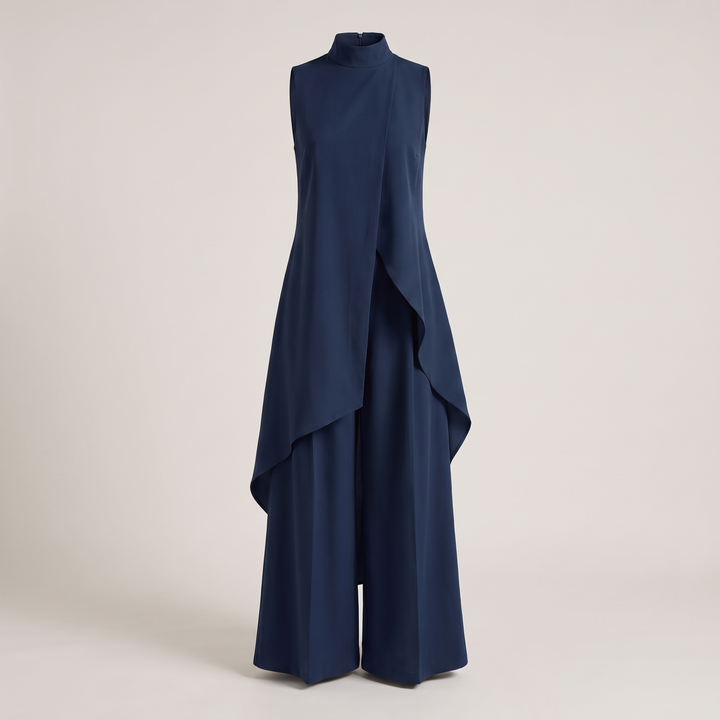 ELEGANT ASYMMETRIC WIDE LEG JUMPSUIT