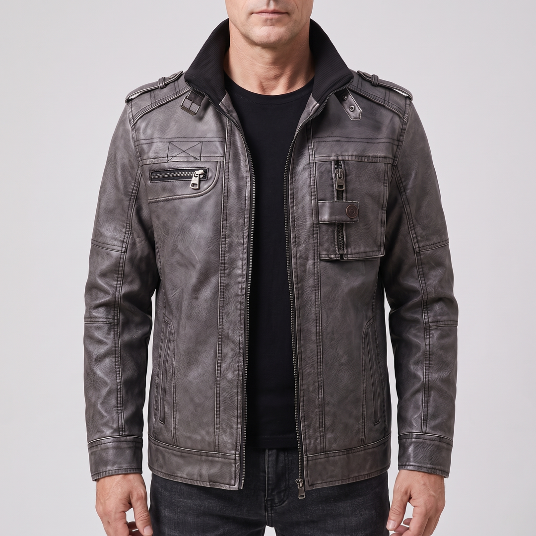 RUGGED UTILITY LEATHER JACKET