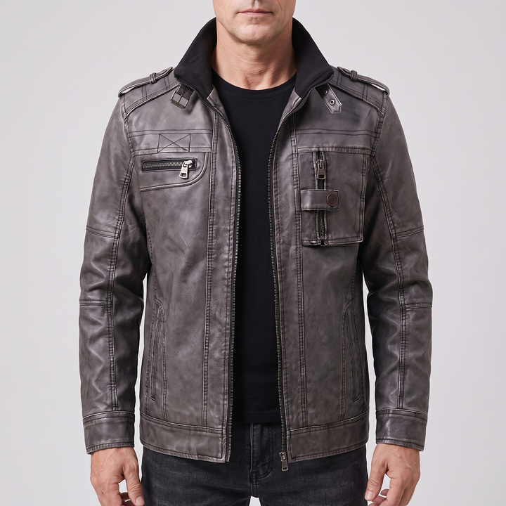 RUGGED UTILITY LEATHER JACKET