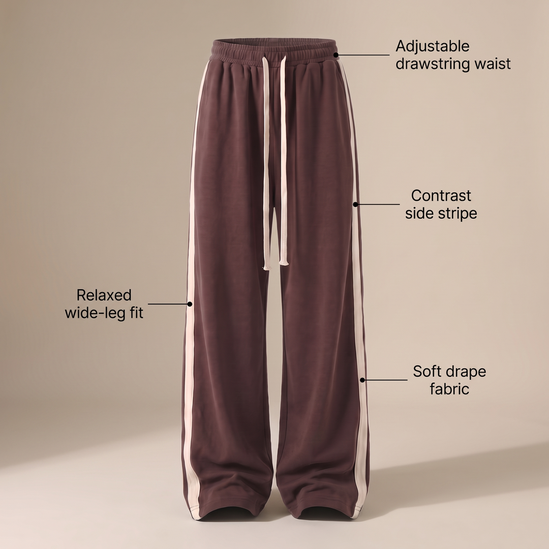 RELAXED WIDE LEG TRACK TROUSERS
