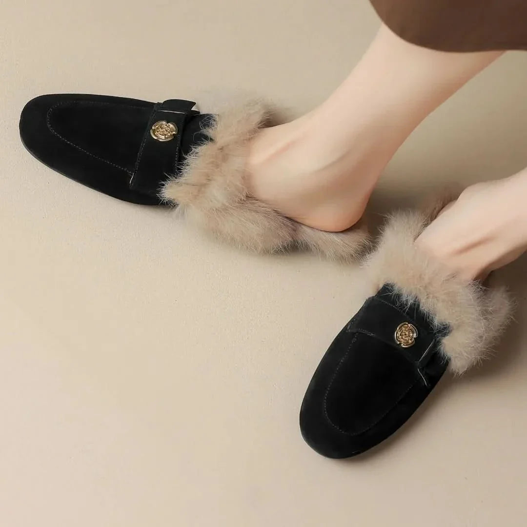 VELOURA SUEDE SHEARLING MULES