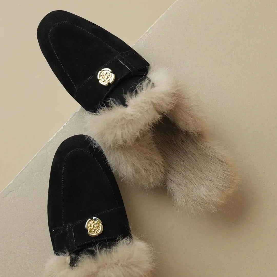 VELOURA SUEDE SHEARLING MULES