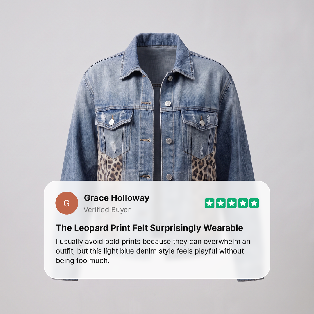 LEOPARD PANEL DENIM JACKET