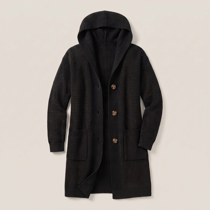 WARM ESSENTIAL HOODED CARDIGAN